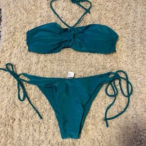 Teal Bandeau Bikini Set